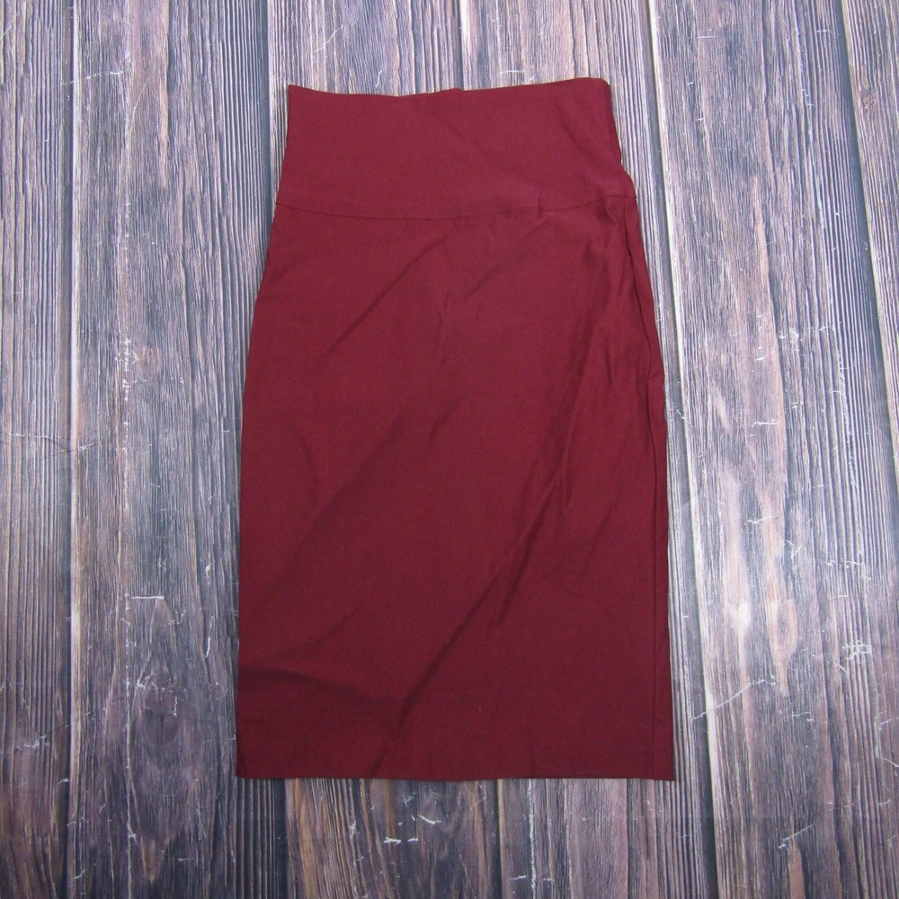 A'GACI Skirt Womens Small Red Pencil Knee Length Bow Back Slit Zip High Waist